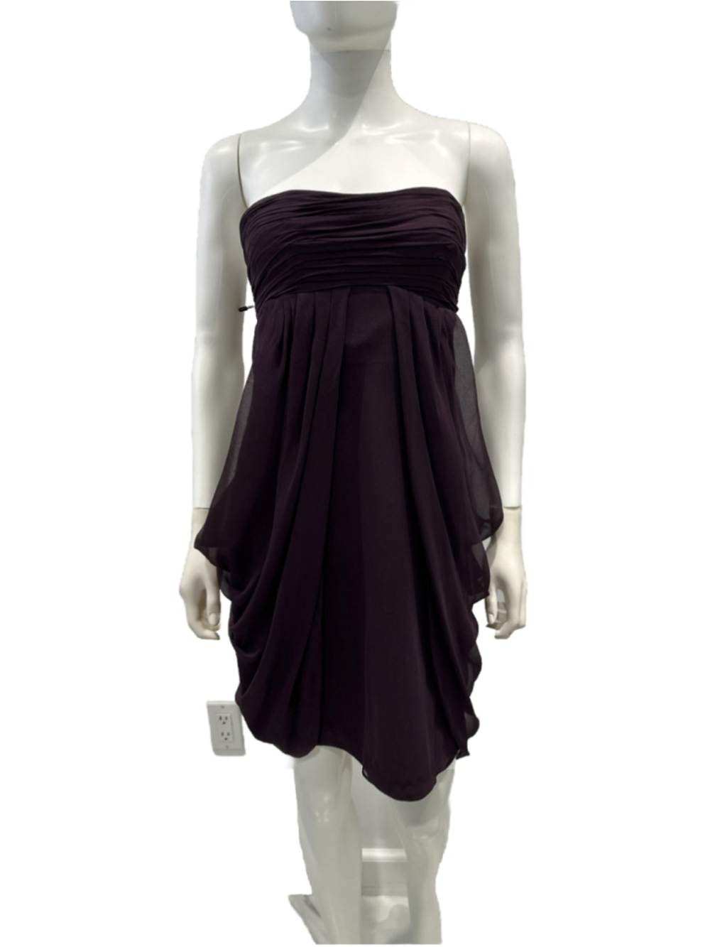 Ted Baker Silk Dress Strapless Burgundy Size 1